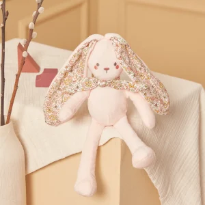 Doudou de naissance lapin rose poudré
