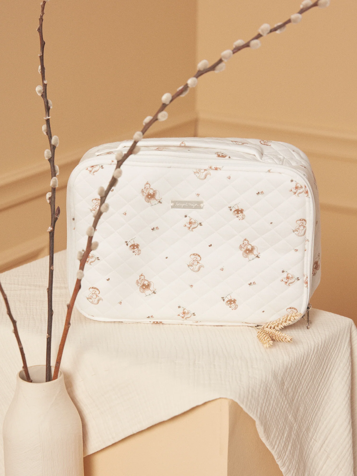 Valise de naissance écrue en tubique