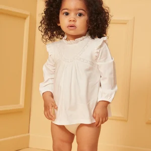 Blouse-body écrue à volants