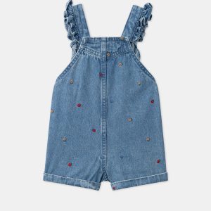 Salopette courte brodée fleurs