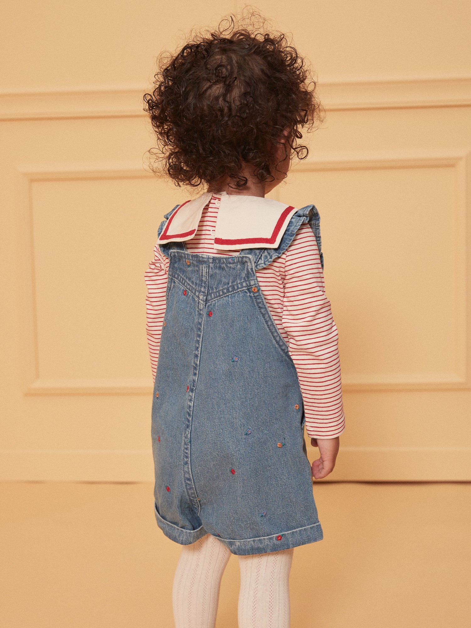 Salopette courte brodée fleurs – Image 4