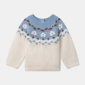 Pull jacquard fleurs