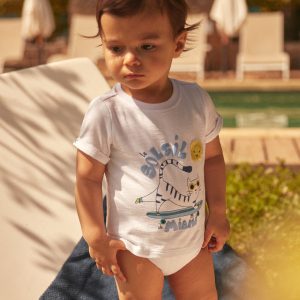 T-shirt-body blanc à manches courtes