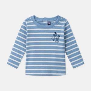 T-shirt marinière bleu pastel et écru