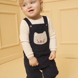 Salopette longue côtelé patch chat