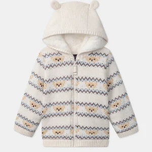 Gilet à capuche jacquard animaux