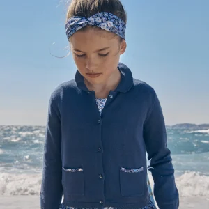 Cardigan bleu en maille jersey