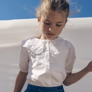 Blouse écrue en popeline de coton