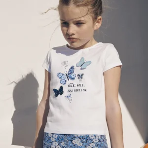 T-shirt écru à motifs papillons