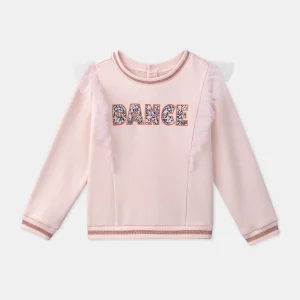 Sweat rose à volants