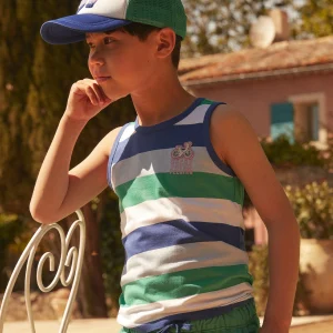 Débardeur blanc à imprimé à rayures