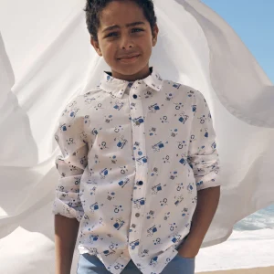 Chemise écrue à imprimé musical