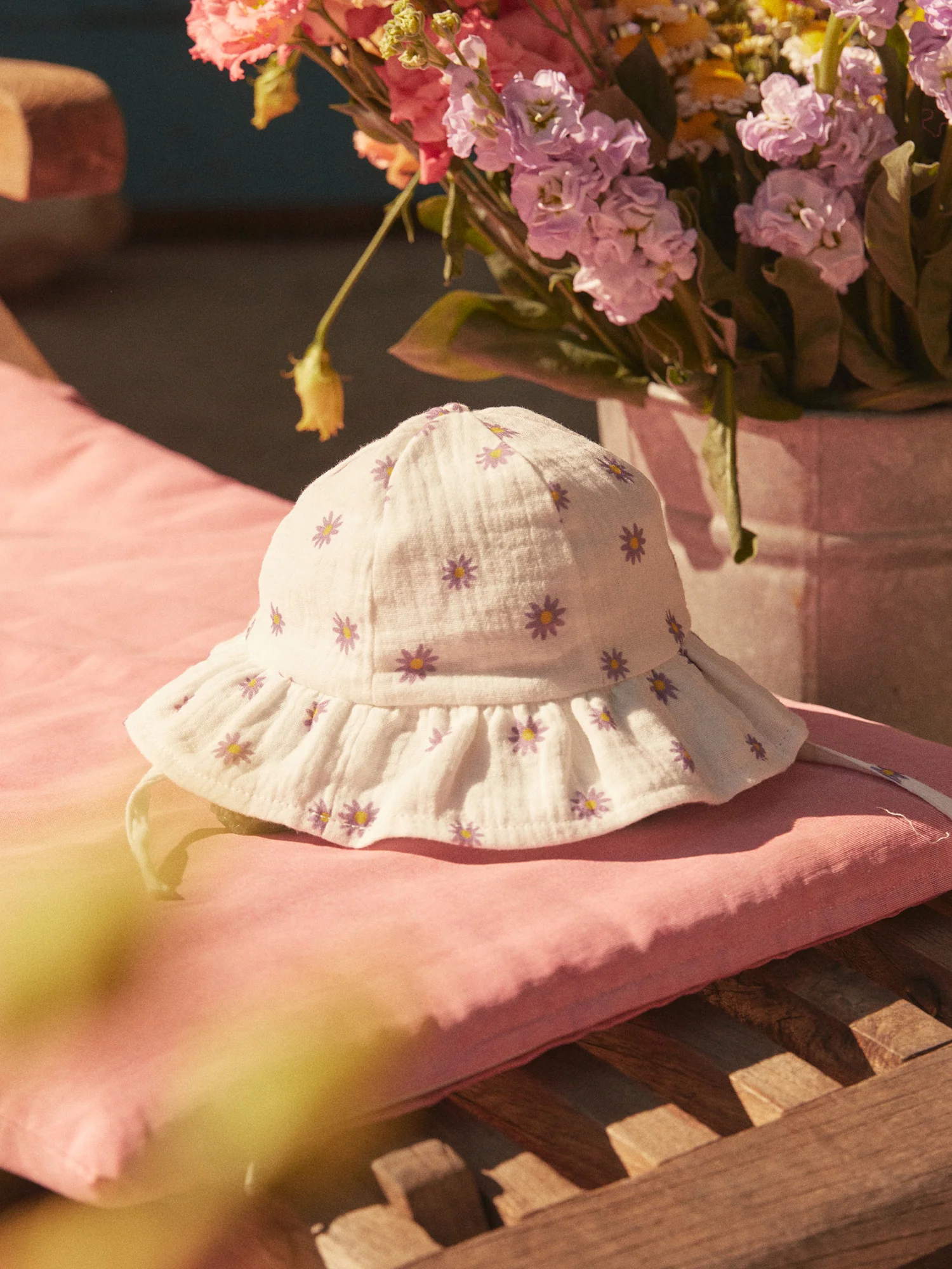 Bob écru à imprimé fleuri en gaze de coton – Image 2