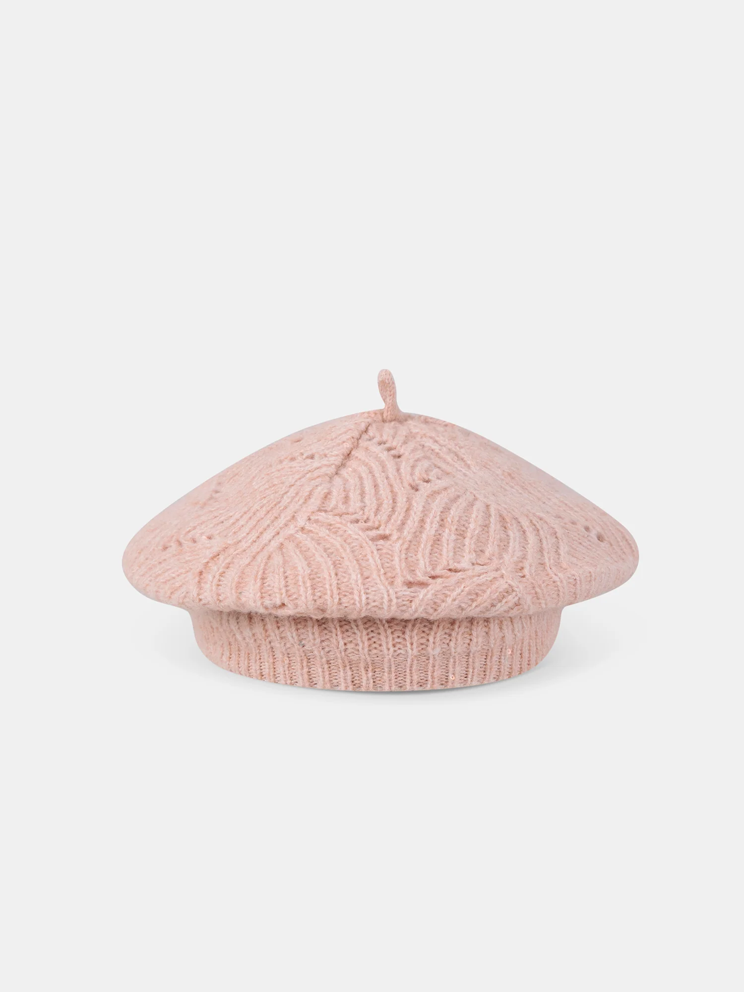 Bonnet en maille type béret avec des sequins dans le fil