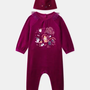 Dors-bien en velours avec bonnet