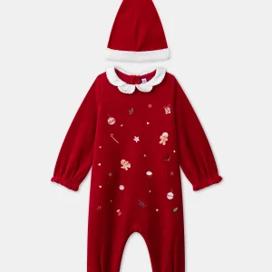 Dors-bien en velours avec bonnet de Noël