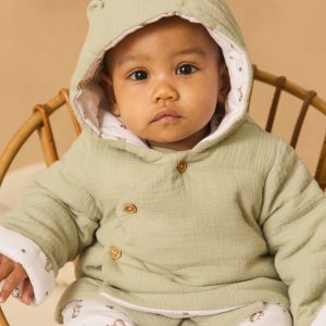 Veste à capuche en gaze de coton et jersey