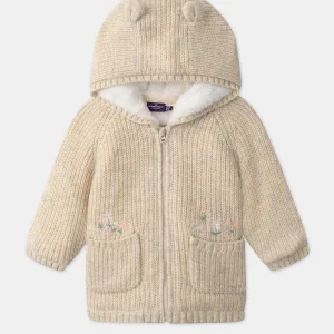 Veste à capuche en tricot  fourré