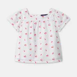 Blouse manches courtes cerises coeurs
