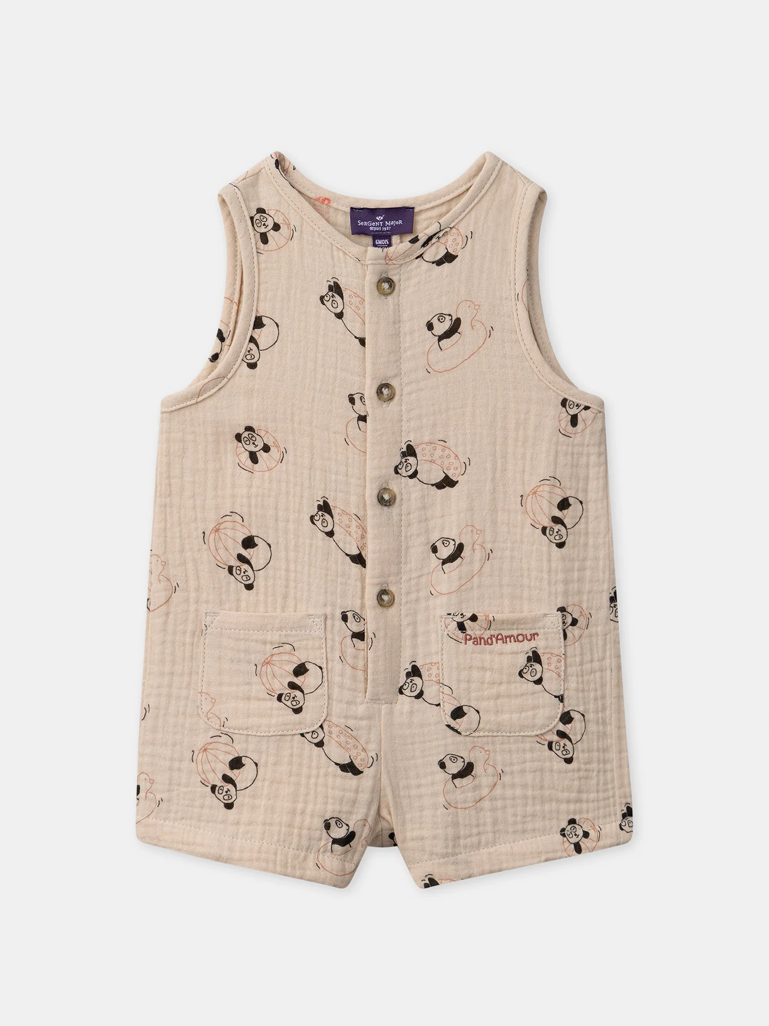 Combinaison courte imprimée pandas