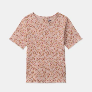T-shirt rose à fleurs