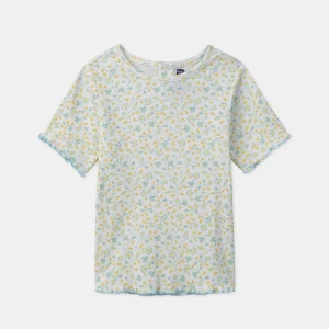 T-shirt écru à fleurs