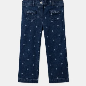 Jean wide leg à fleurs