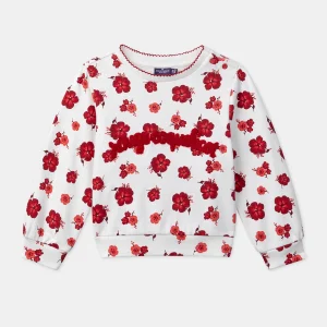 Sweat-Shirt fleuri à inscription bouclettes