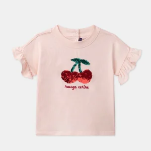 T-shirt cerise à sequins