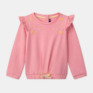 Sweat rose à volants