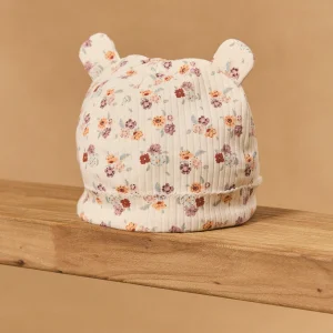 Bonnet écru imprimé fleur