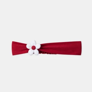 Bandeau rouge avec fleur 3D