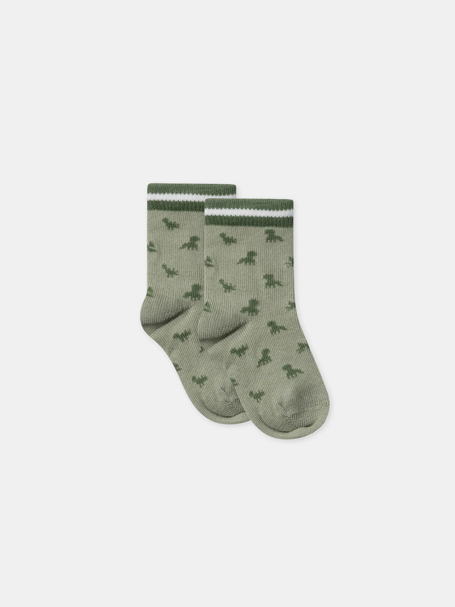 Chaussettes vert sauge jacquard dinosaures – Image 4
