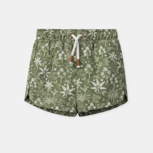 Short de bain kaki imprimé jungle
