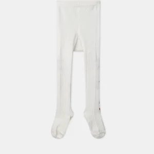 Collants écrus maille côtelée