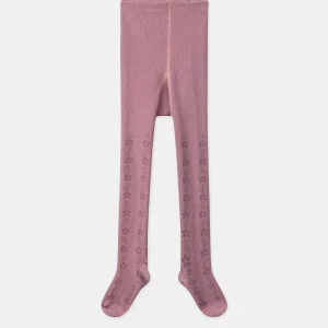 Collants mauves jacquard fantaisie