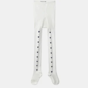 Collant écru tresse de fleurs