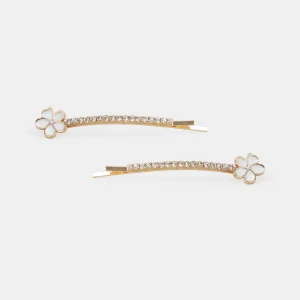 Epingle à cheveux strass et fleurs