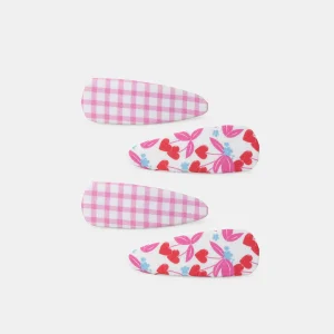 Barrettes vichy et fleurs