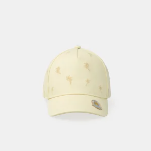 Casquette jaune brodée palmiers