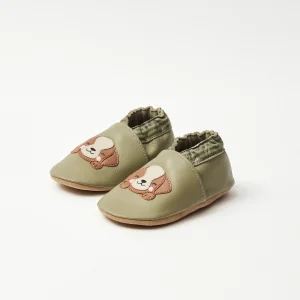 Chaussons vert avec patch tête de chien Bébé Garçon