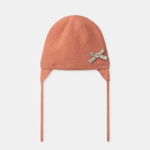Bonnet rose en tricot à nœud Naissance Fille