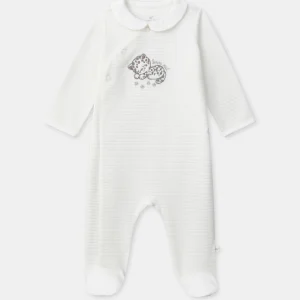 Grenouillère blanche en velours à col Naissance Mixte