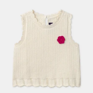 Cardigan sans manches Ecru