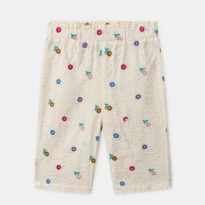 Pantalon écru à broderies fleurs Bébé Fille