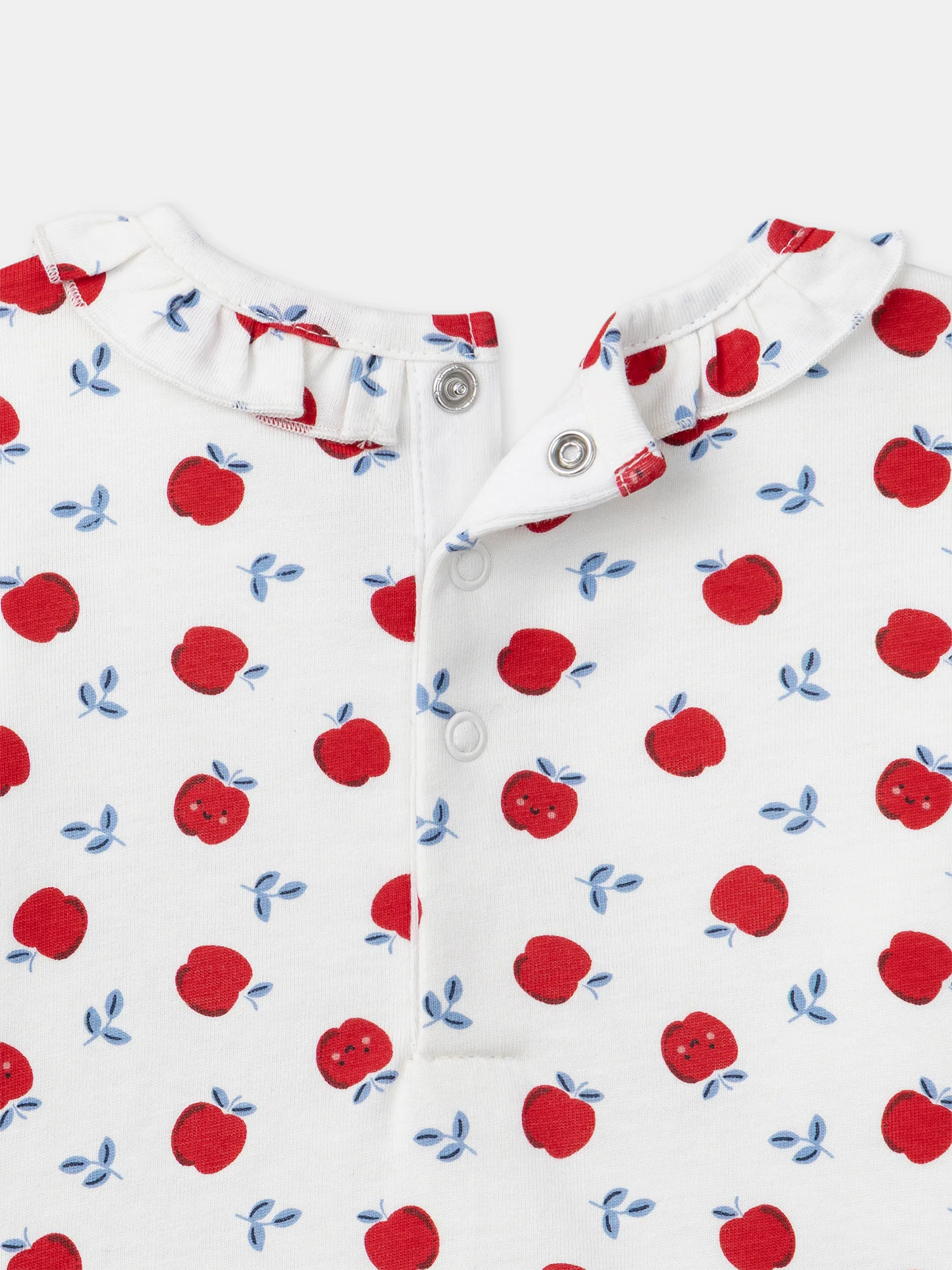 Body blanc imprimé pommes à manches longues Bébé Fille – Image 4