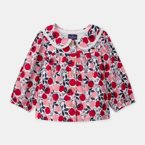 Blouse imprimé pommes à col claudine dentelé Bébé Fille