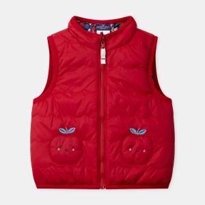 Doudoune sans manches réversible rouge ou imprimé pommes Bébé Fille