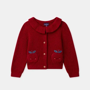 Cardigan rouge avec patch pommes Bébé Fille