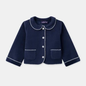 Cardigan bleu foncé à col claudine Bébé Fille